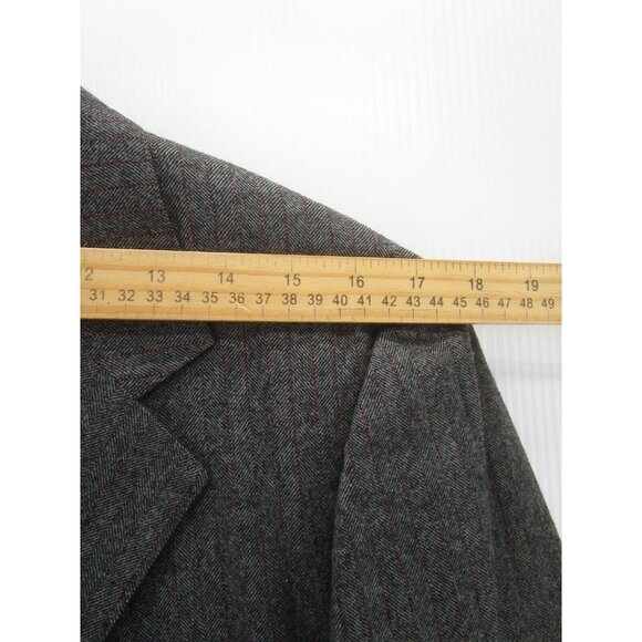 VINTAGE Hickey Freeman Sport Coat 40 Herringbone Striped Wool Blazer - Picture 7 of 13